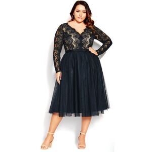 NEW City Chic Plus Size Navy Blue Lace Cocktail Dress